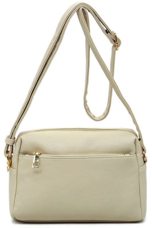 Beige one Faux Vegan Leather Rectangle Crossbody Bag | Trendy Crossbody Bags Outfit Idea for Women by Ro + Ivy | Elevated Basics, Modern Comfort & Style
