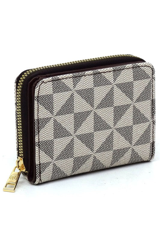 TAUPE COFFEE one Faux Vegan Leather Monogram Accordion Bi-fold Wallet | Trendy Wallets Outfit Idea for Women by Ro + Ivy | Elevated Basics, Modern Comfort & Style