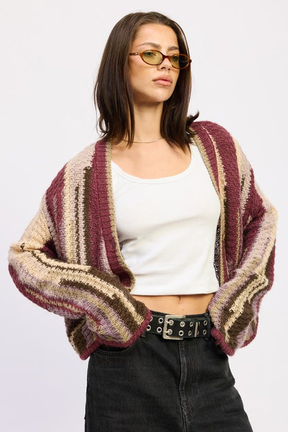 BURGUNDY COMBO Soft Color Mixed Button Up Cardigan | Trendy Cardigans Outfit Idea for Women by Ro + Ivy | Elevated Basics, Modern Comfort & Style