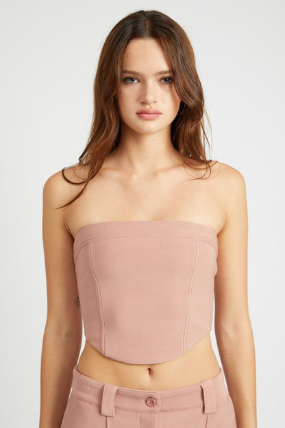 Back Lace-Up Tube Top with Rounded V Bottom - Ro + Ivy