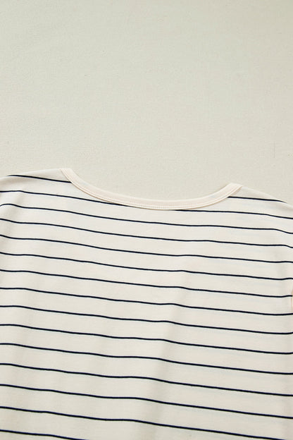 Striped Drawstring Tunic Mini Dress Tank — Versatile Flattering Everyday Style - Mini Dresses