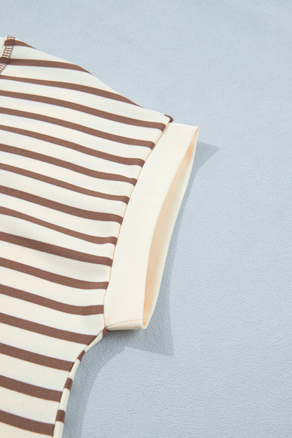 Striped Half Sleeve Round Neck Casual T-Shirt — Classic Comfortable Everyday Style - Tops & Tees