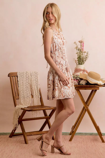 Women's Shell Print Smocked Fit and Flare Mini Dress - Mini Dresses