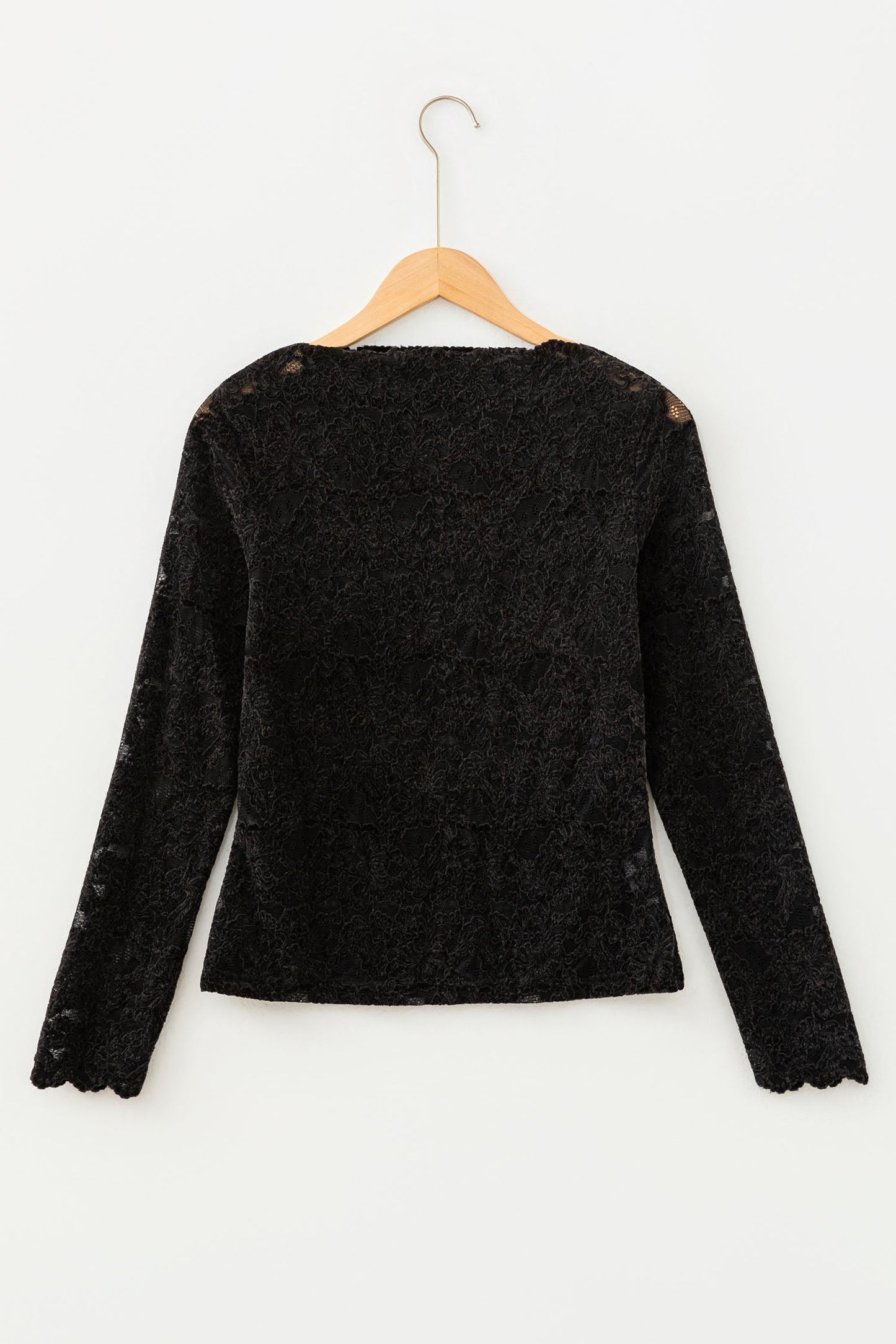 Mesh Lace Mock Neck Long Sleeve Top