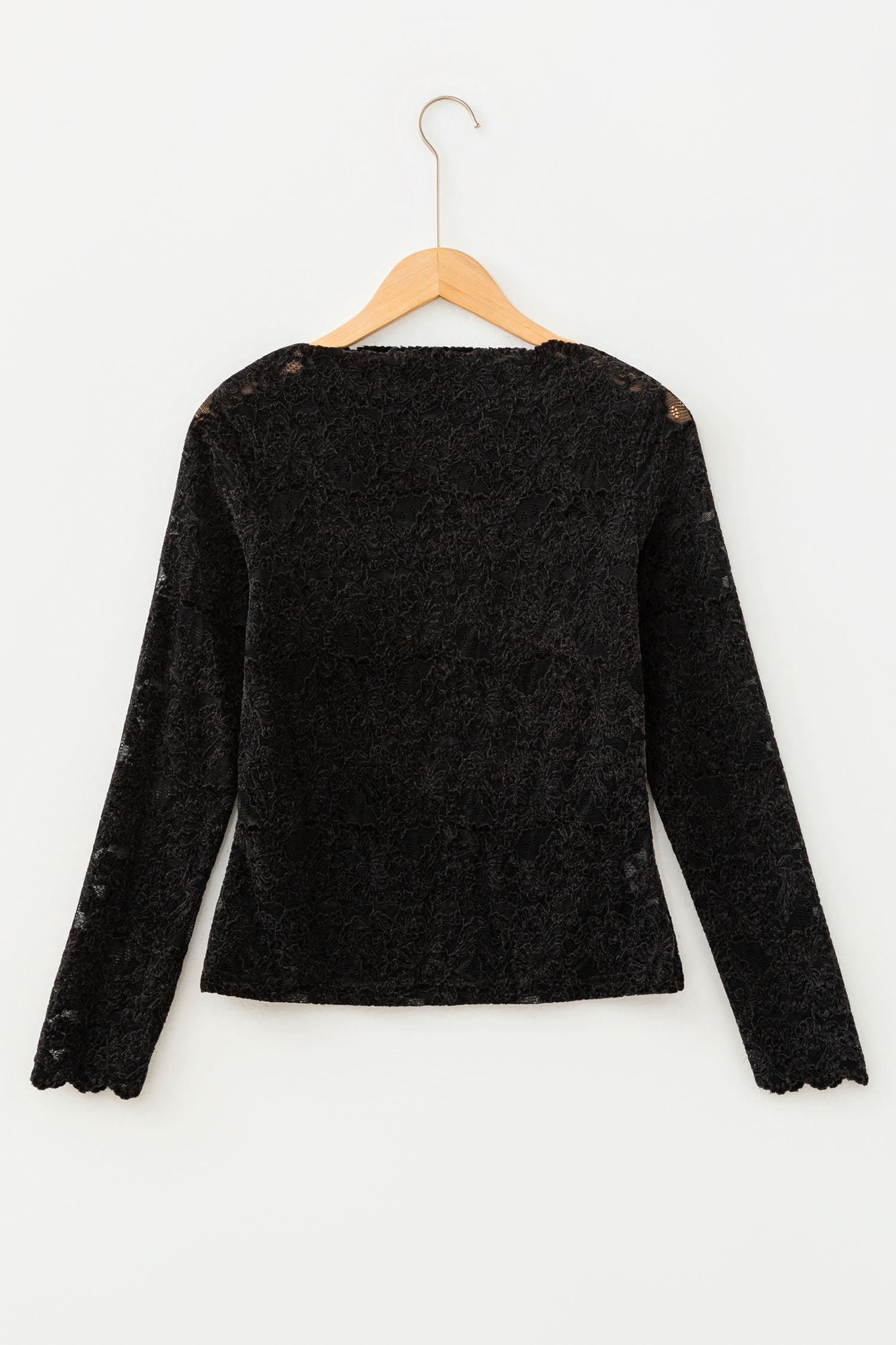 Mesh Lace Mock Neck Long Sleeve Top