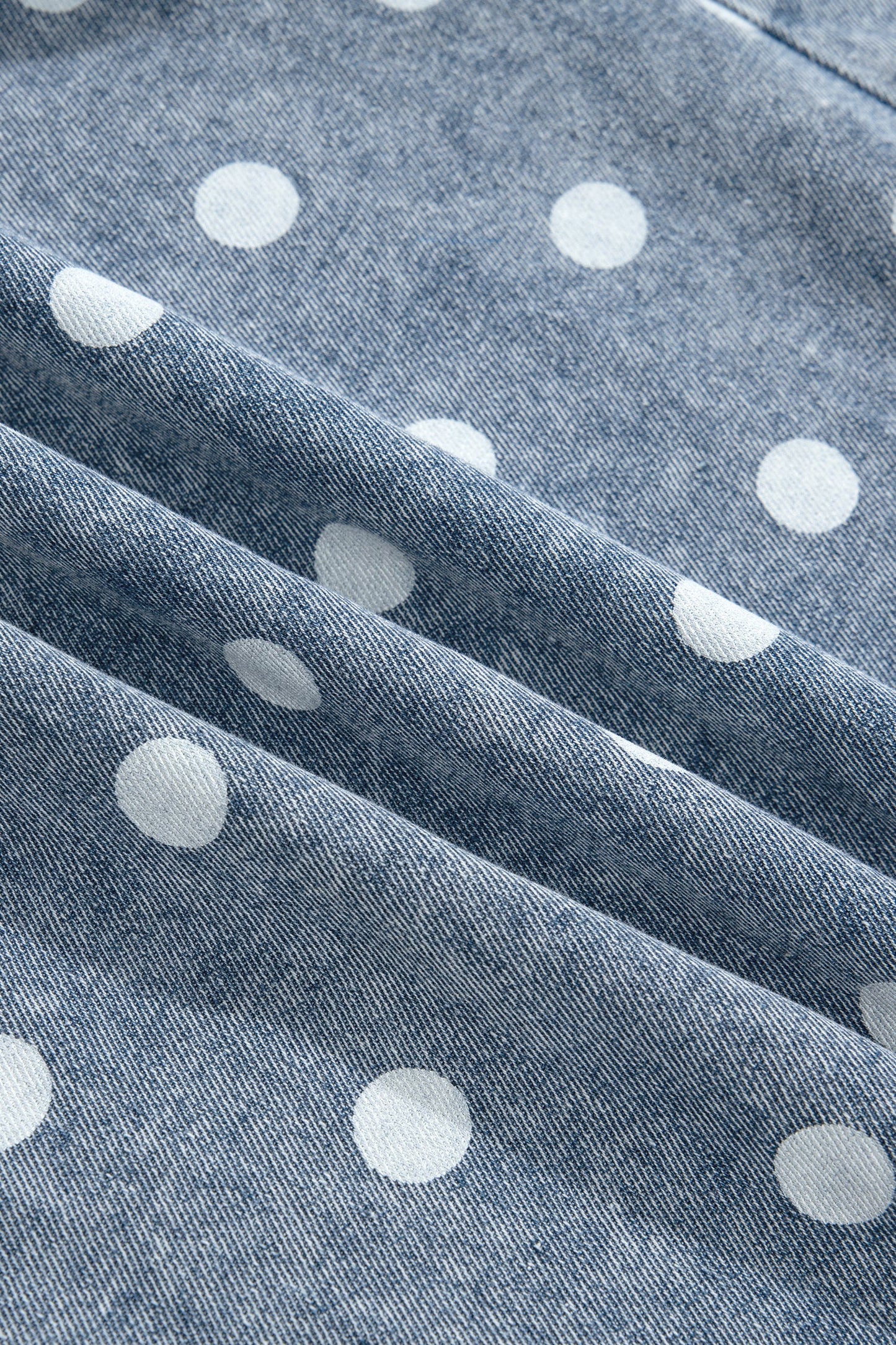 Polka Dot Denim Tie V-Neck Pleated Relaxed Romper — Playful Charming Everyday Style - Bottoms/Jumpsuits & Rompers