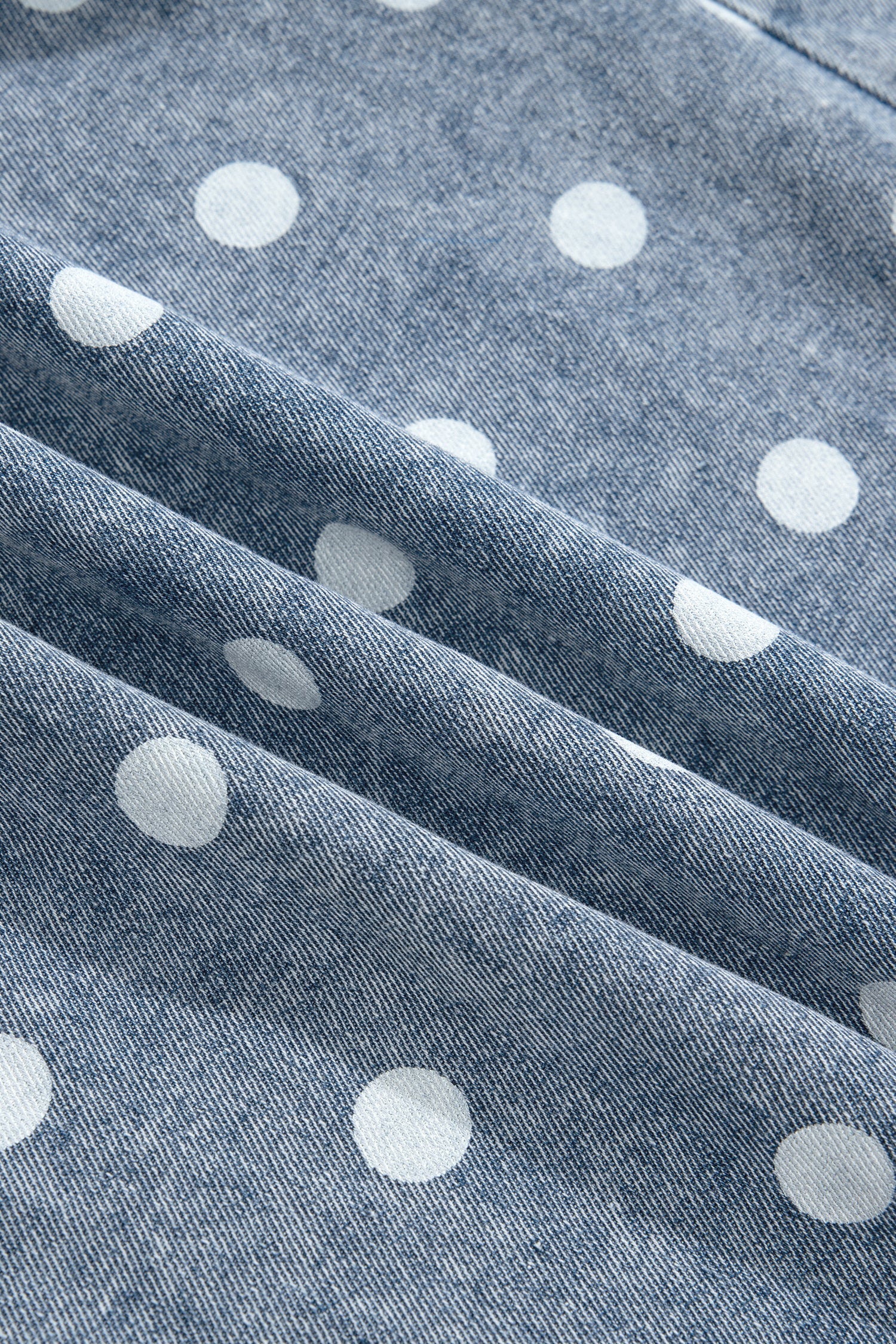 Polka Dot Denim Tie V-Neck Pleated Relaxed Romper — Playful Charming Everyday Style - Bottoms/Jumpsuits & Rompers