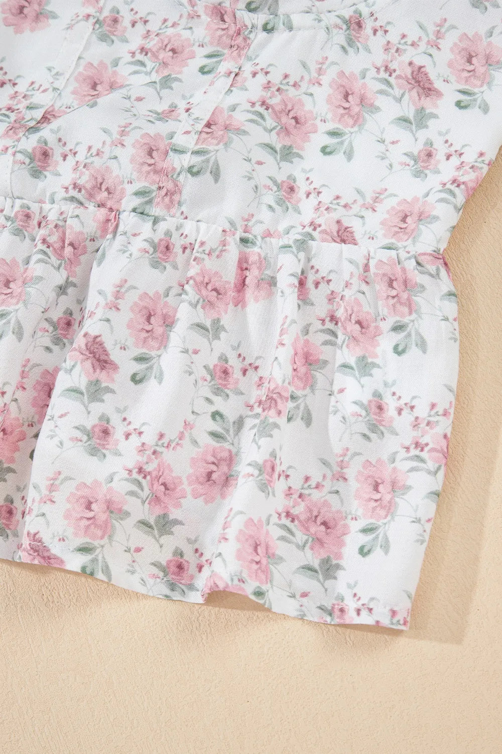 Floral Peplum Flutter Sleeves Tank Top - Tank Tops