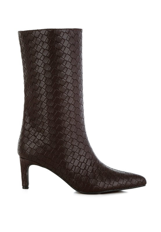 Mentha Woven Faux Leather Boots - Ro + Ivy