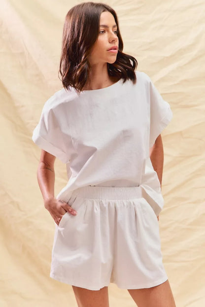 Round Neck Short Sleeve Top And Shorts Set | Trendy Loungewear Outfit Idea for Women by Ro + Ivy | Elevated Basics, Modern Comfort & Style