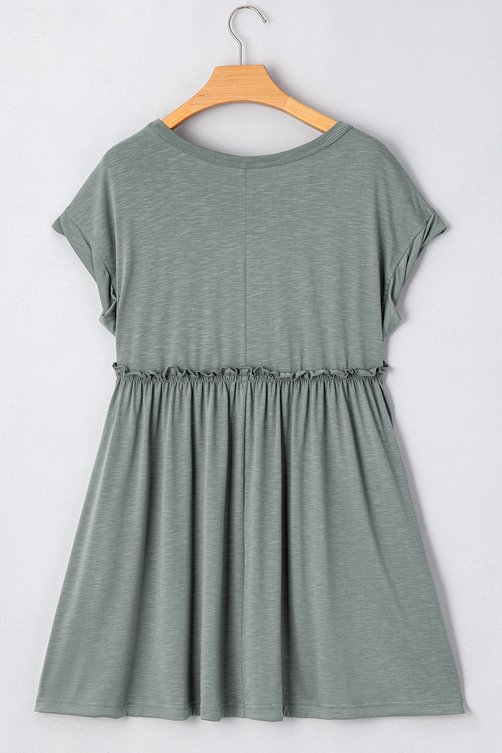 Gathered Seam Solid Casual T-Shirt Dress — Feminine Flowy Everyday Style - T Shirt Dresses