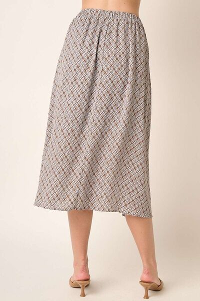 Printed Midi Skirt in Taupe - Ro + Ivy