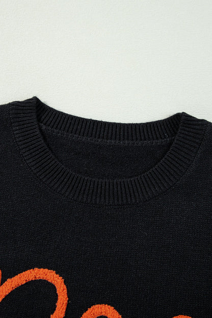 Halloween Boo Crew Neck Drop Shoulder Sweater