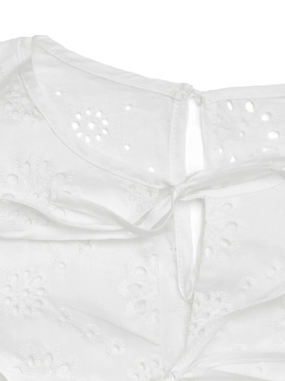 Tied Eyelet Puff Short Sleeve Bodysuit - Bodysuits