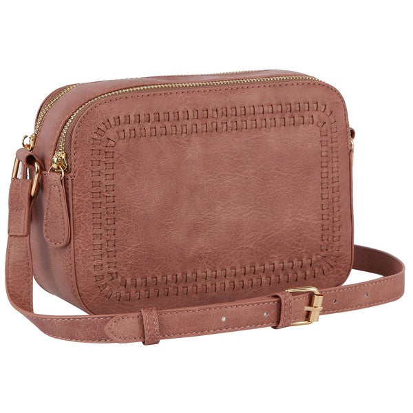 MAUVE one Decorative Stitch Rectangular Crossbody Bag | Trendy Crossbody Bags Outfit Idea for Women by Ro + Ivy | Elevated Basics, Modern Comfort & Style