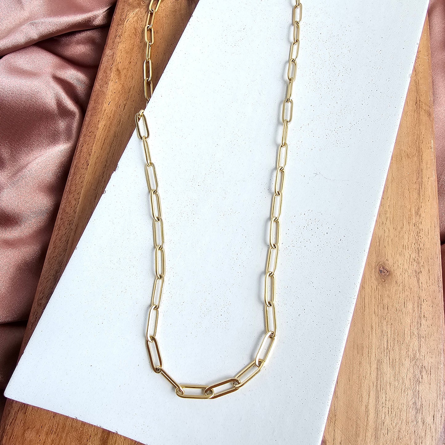 Luxe Gold Paperclip Chain Toggle Clasp Necklace 20" — 18K Plated Layering Everyday Jewelry - Necklaces
