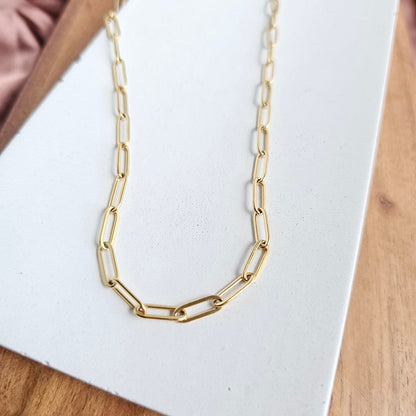 Luxe Gold Paperclip Chain Toggle Clasp Necklace 20" — 18K Plated Layering Everyday Jewelry - Necklaces