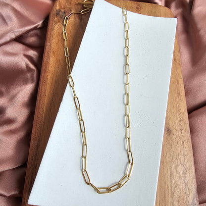 Luxe Gold Paperclip Chain Toggle Clasp Necklace 20" — 18K Plated Layering Everyday Jewelry - Necklaces