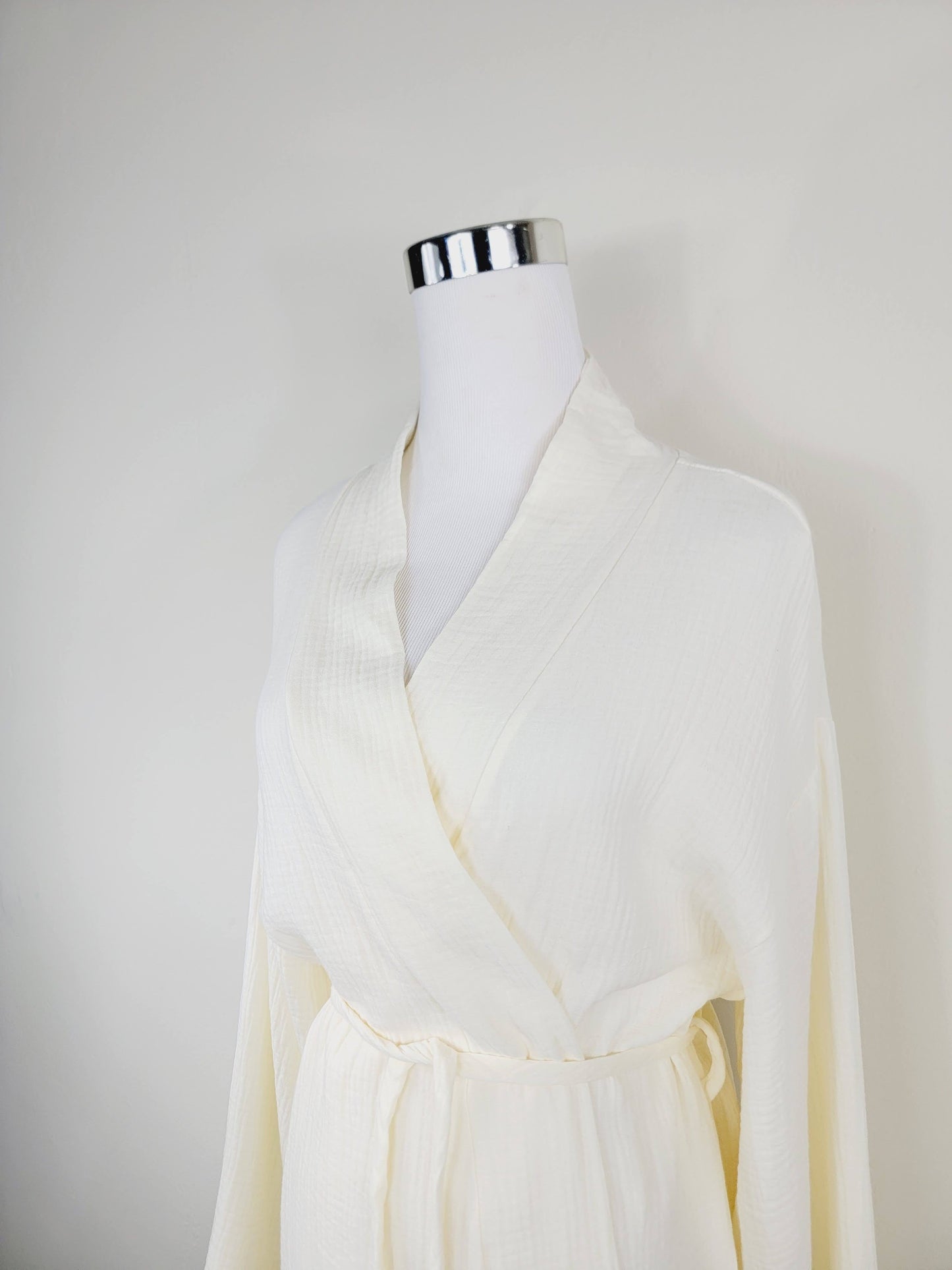 Women's Cotton Muslin Wrap Robe — Lightweight Breathable Belted Loose Sleeve Airy Style - Robes