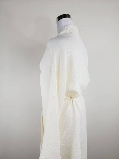 Women's Cotton Muslin Wrap Robe — Lightweight Breathable Belted Loose Sleeve Airy Style - Robes