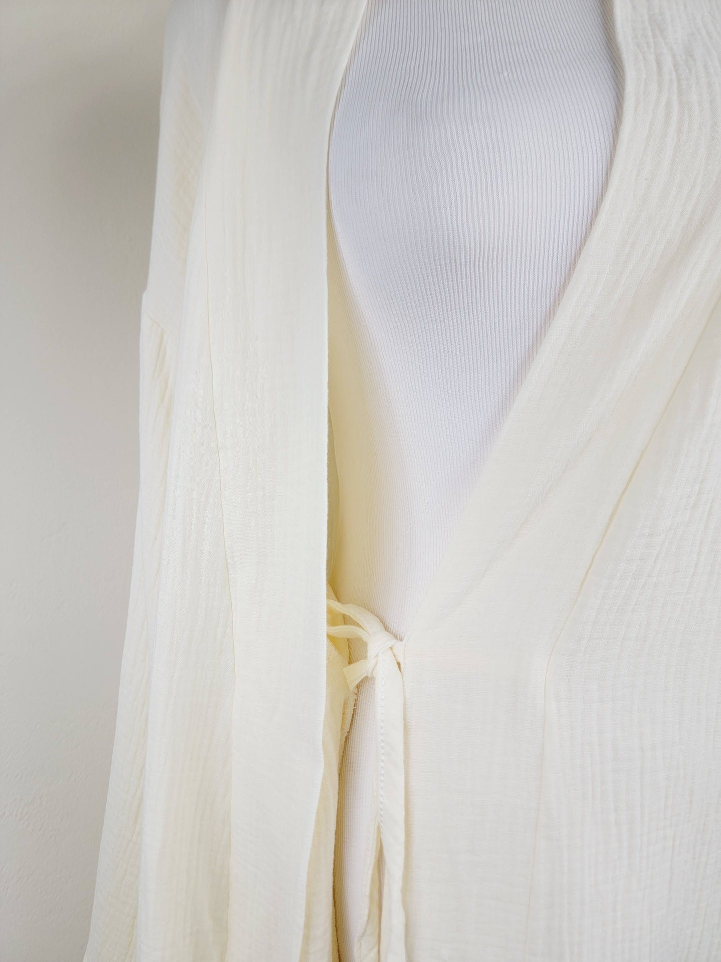 Women's Cotton Muslin Wrap Robe — Lightweight Breathable Belted Loose Sleeve Airy Style - Robes
