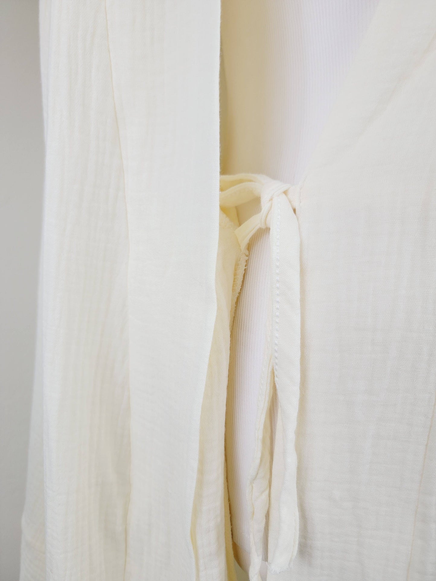 Women's Cotton Muslin Wrap Robe — Lightweight Breathable Belted Loose Sleeve Airy Style - Robes