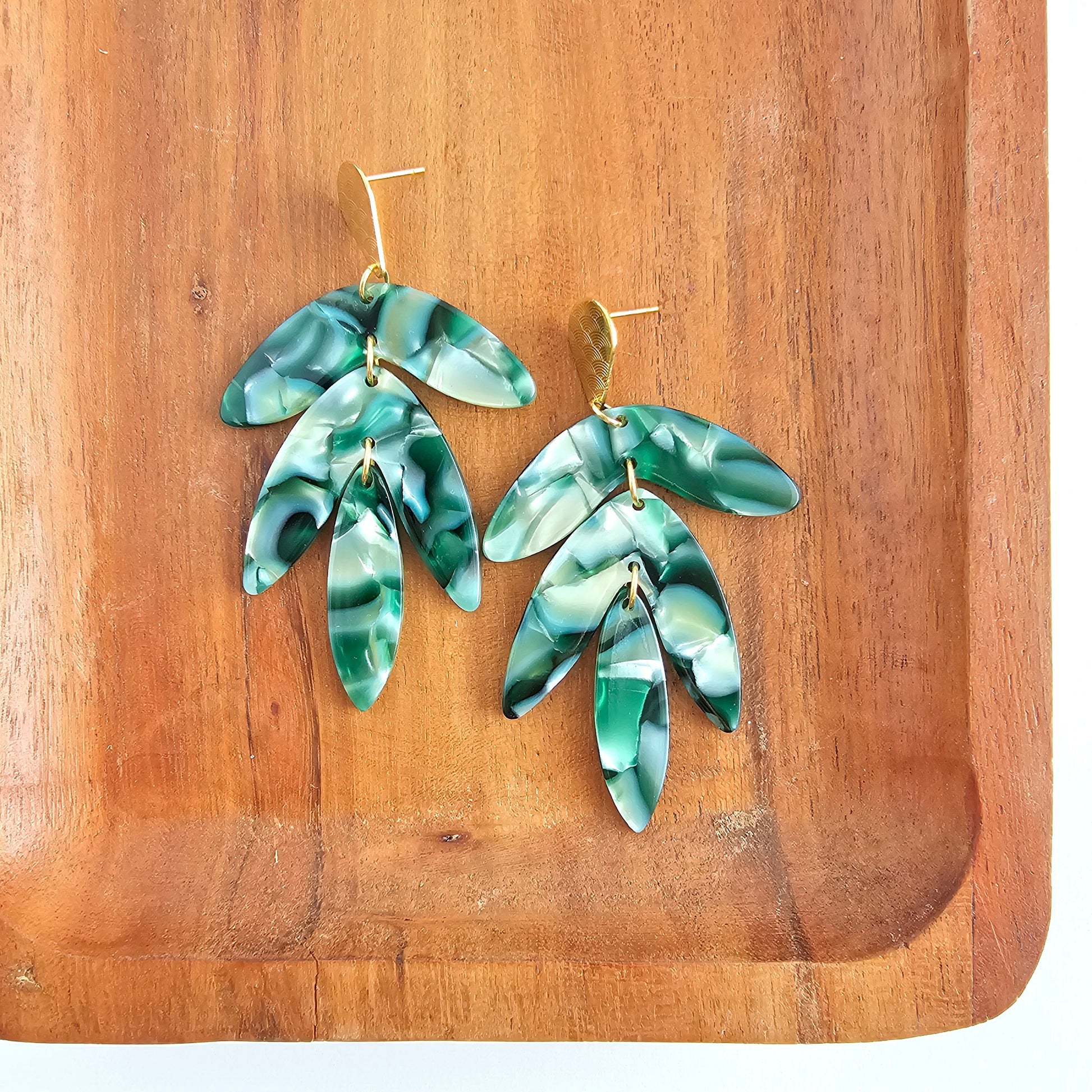 Tropical Palm Lustre Statement Earrings — Paradise-Inspired Lush Tropical Dangle Style - Earrings