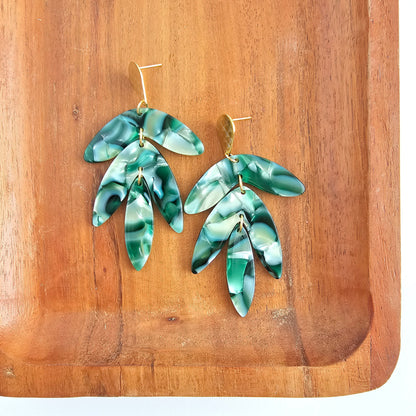 Tropical Palm Lustre Statement Earrings — Paradise-Inspired Lush Tropical Dangle Style - Earrings