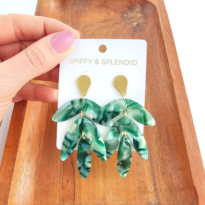 Tropical Palm Lustre Statement Earrings — Paradise-Inspired Lush Tropical Dangle Style - Earrings