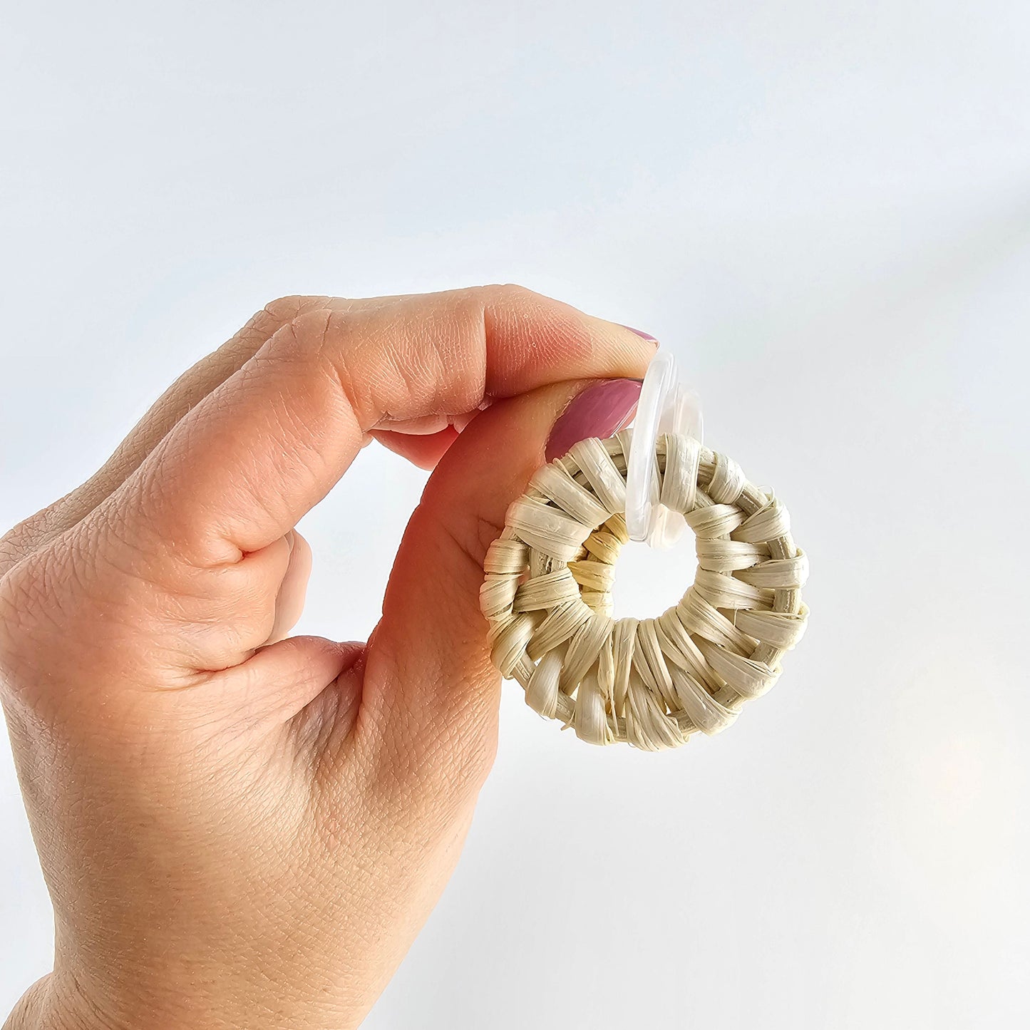 Light Rattan Textured Statement Earrings — Vacation Vibe Coastal Resort Dangle Style - Earrings