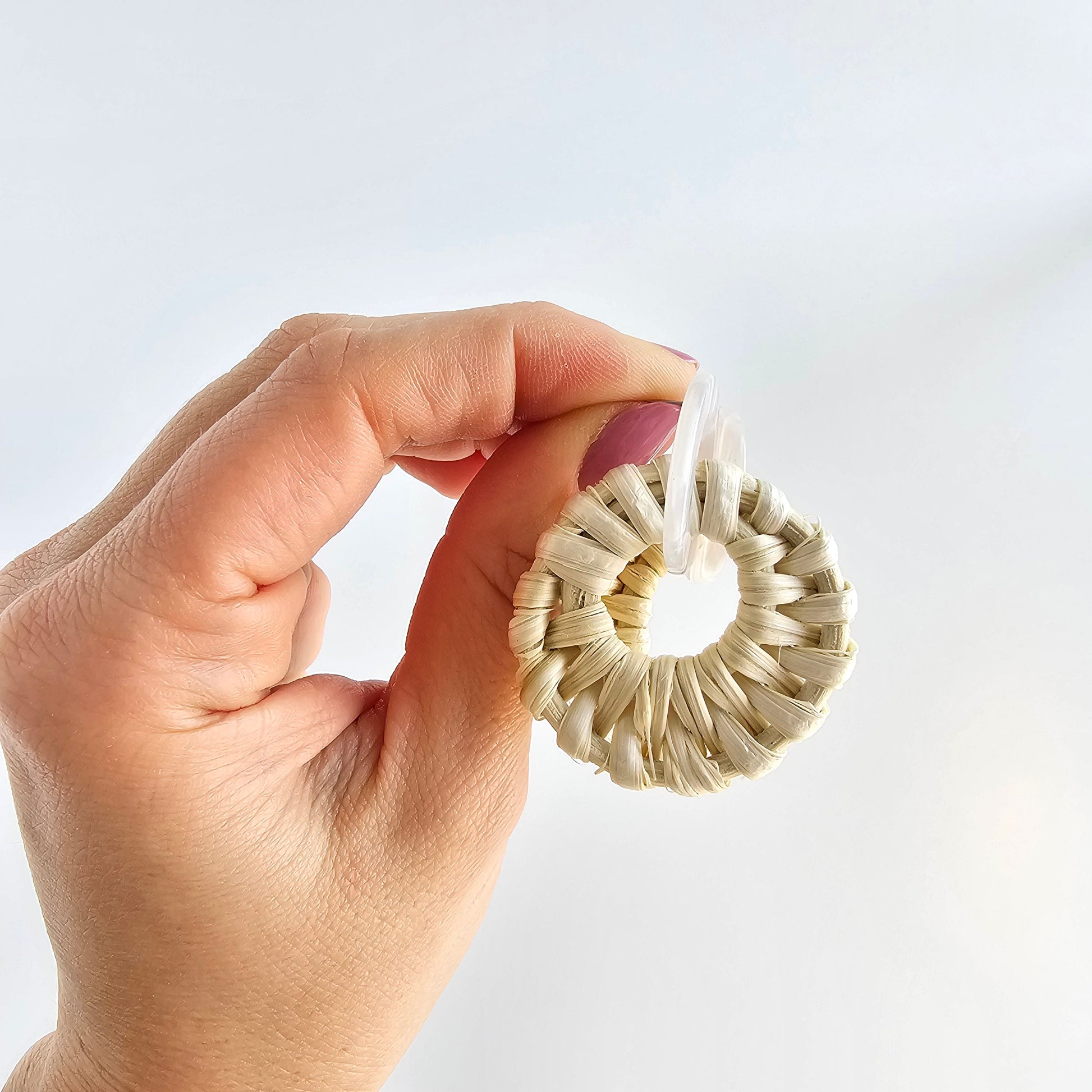 Light Rattan Textured Statement Earrings — Vacation Vibe Coastal Resort Dangle Style - Earrings