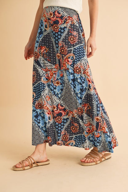 Granny Print Flowing Maxi Skirt - Ro + Ivy