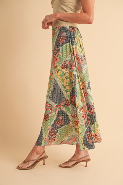 Granny Print Flowing Maxi Skirt - Ro + Ivy