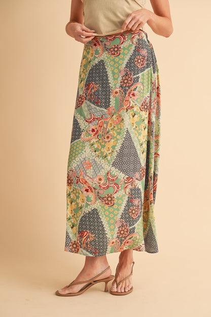 Granny Print Flowing Maxi Skirt - Ro + Ivy