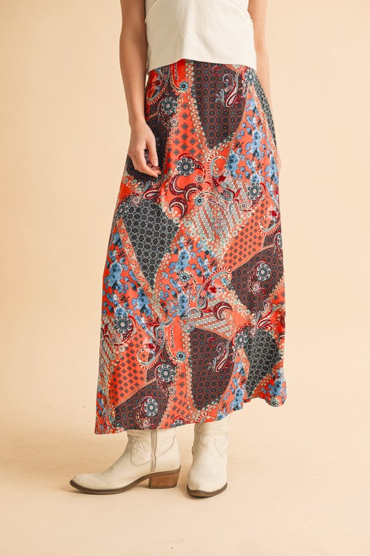 Granny Print Flowing Maxi Skirt - Ro + Ivy