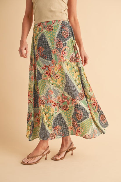 Granny Print Flowing Maxi Skirt - Ro + Ivy