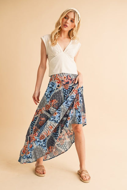 Granny Print Flowing Maxi Skirt - Ro + Ivy