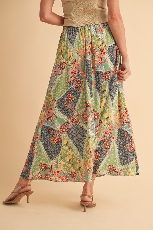 Granny Print Flowing Maxi Skirt - Ro + Ivy