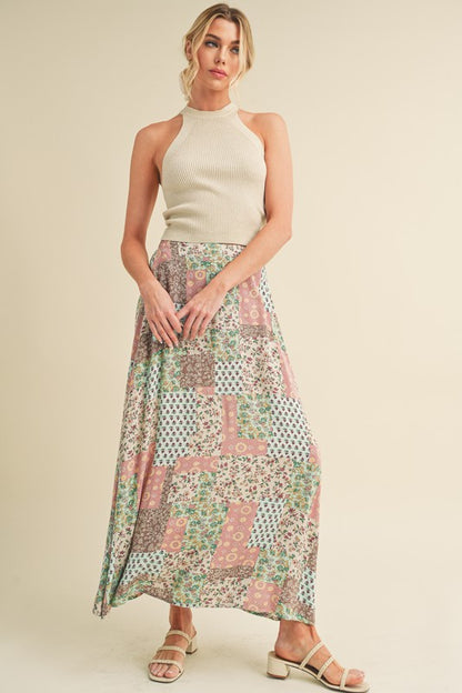 Granny Print Flowing Maxi Skirt - Ro + Ivy