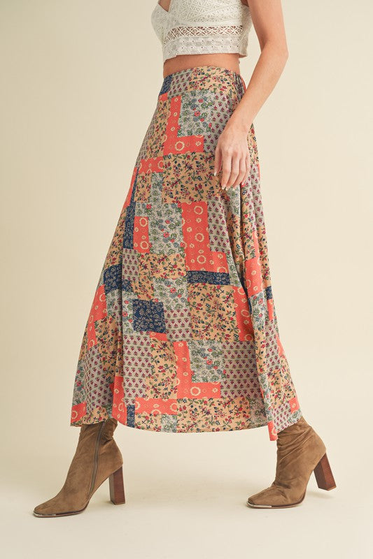 Granny Print Flowing Maxi Skirt - Ro + Ivy