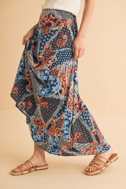 Granny Print Flowing Maxi Skirt - Ro + Ivy