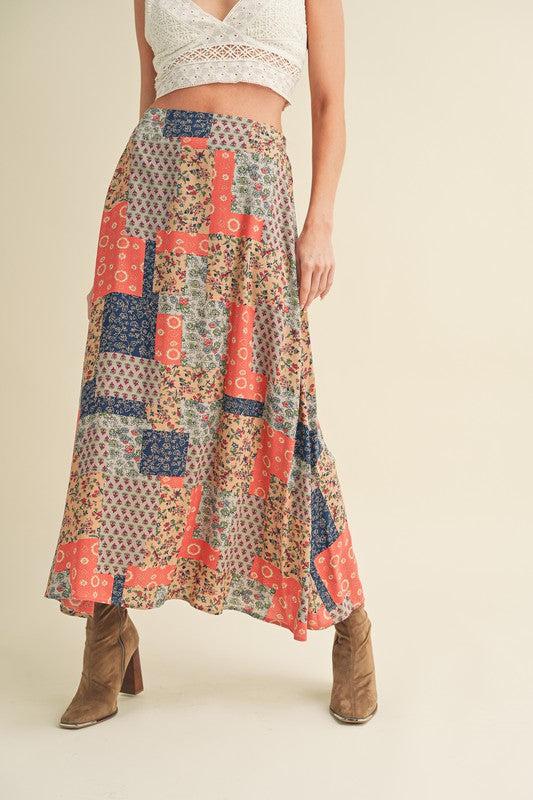 Granny Print Flowing Maxi Skirt - Ro + Ivy