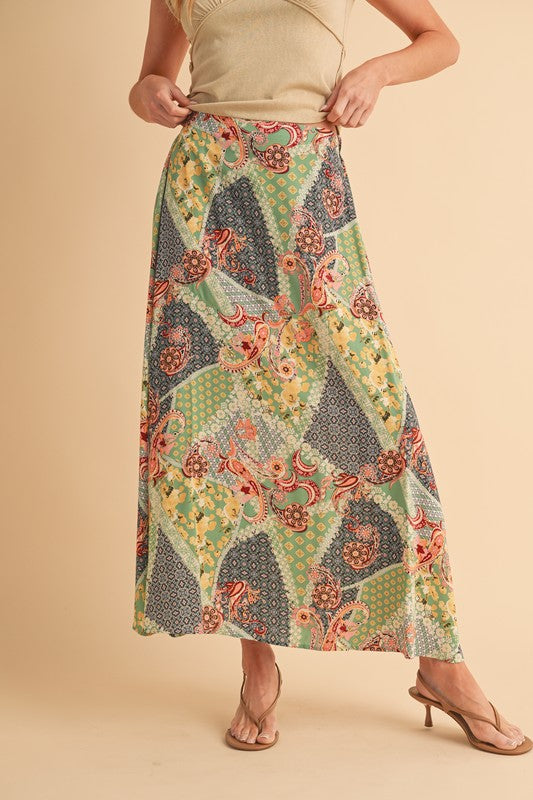 Granny Print Flowing Maxi Skirt - Ro + Ivy