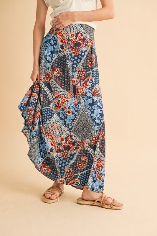 Granny Print Flowing Maxi Skirt - Ro + Ivy