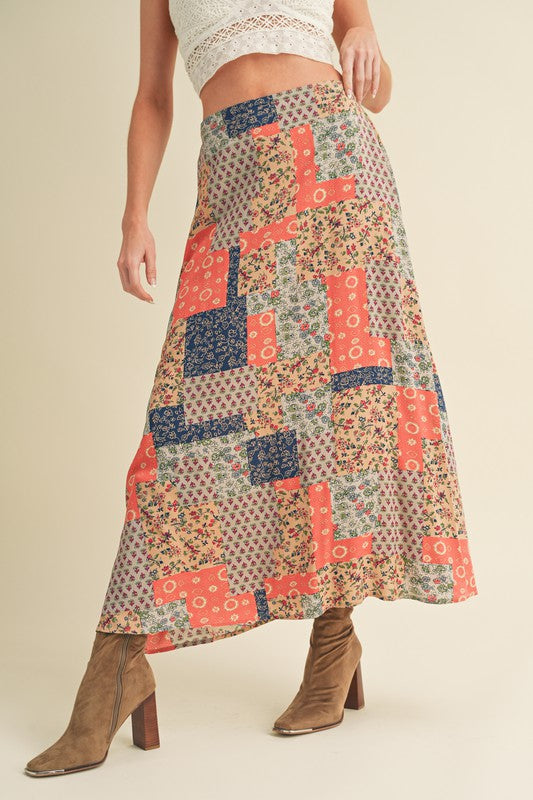 Granny Print Flowing Maxi Skirt - Ro + Ivy