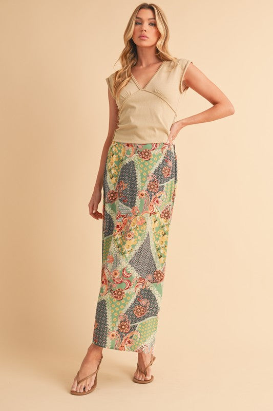 Granny Print Flowing Maxi Skirt - Ro + Ivy