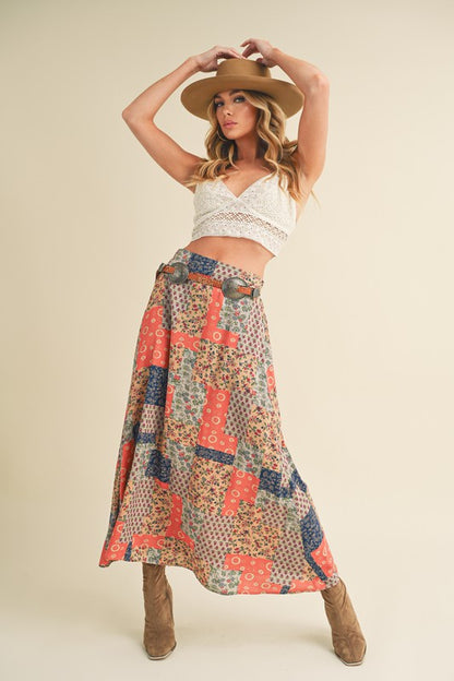 Granny Print Flowing Maxi Skirt - Ro + Ivy