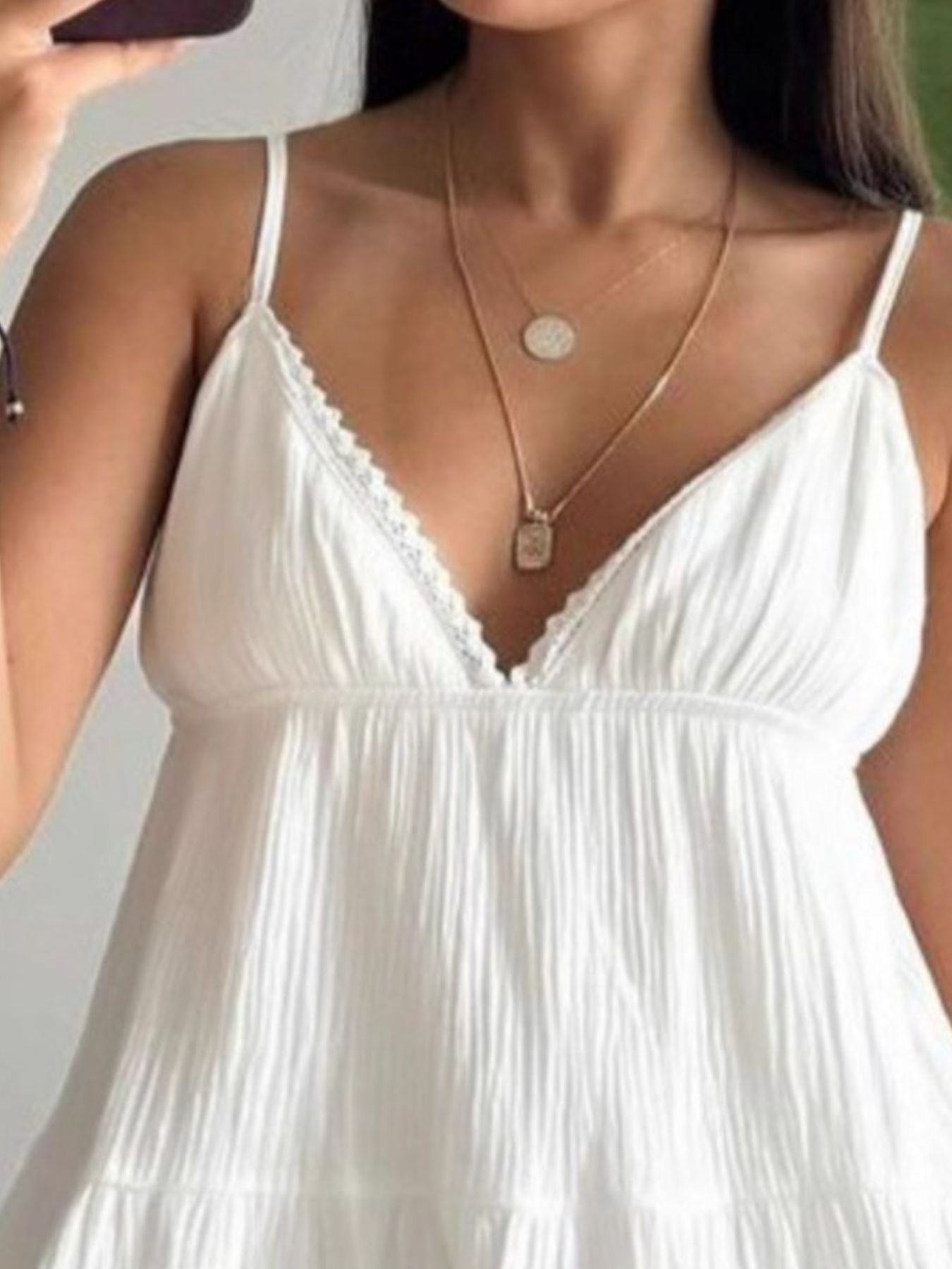 V-Neck Tiered Mini Dress - Mini Dresses