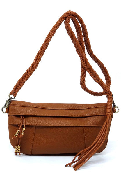 Brown one Braided Boho Tassel Strap Crossbody Bag | Trendy Crossbody Bags Outfit Idea for Women by Ro + Ivy | Elevated Basics, Modern Comfort & Style