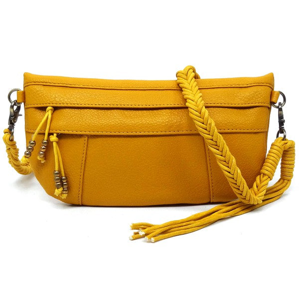 MUSTARD one Braided Boho Tassel Strap Crossbody Bag | Trendy Crossbody Bags Outfit Idea for Women by Ro + Ivy | Elevated Basics, Modern Comfort & Style